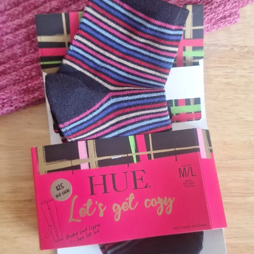 🎁HUE Pink and Multicolor Socks Set NWT FREE with Bundle Purchase